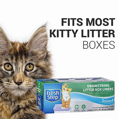 Drawstring Litter Box Liners Scented, Jumbo Size, 36" X 19" - 15 Count